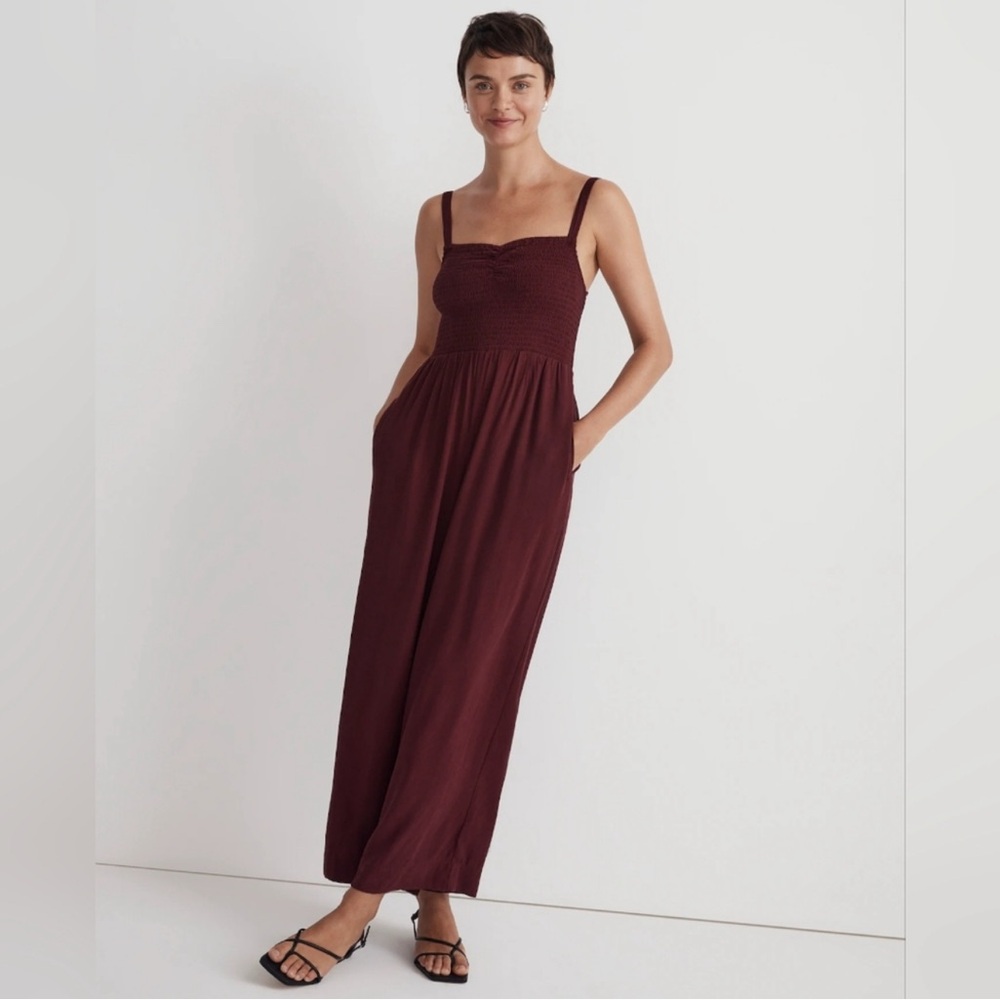 Madewell Petite Lucie Wide-Leg Jumpsuit Smocked Size XL